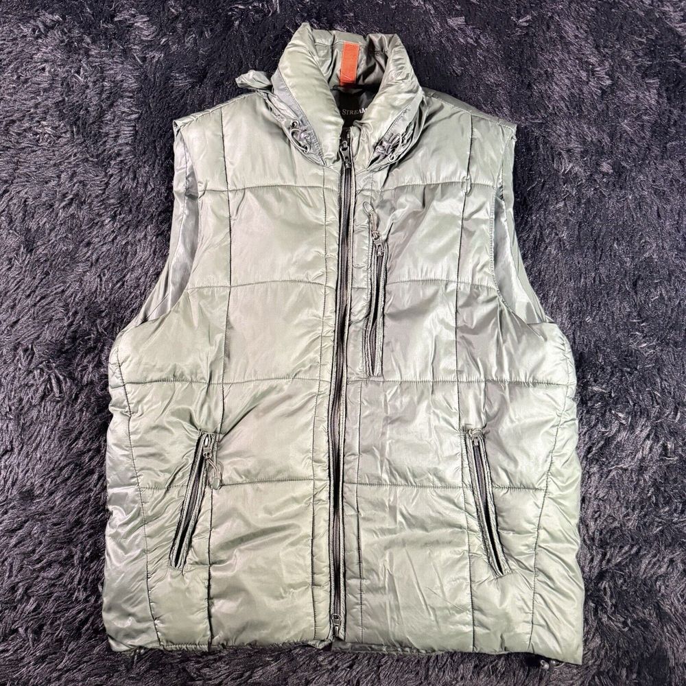 Field &‎ Stream 1871 Quilted Puffer Vest Packaway Hood Olive Green Sz L Gorpcore